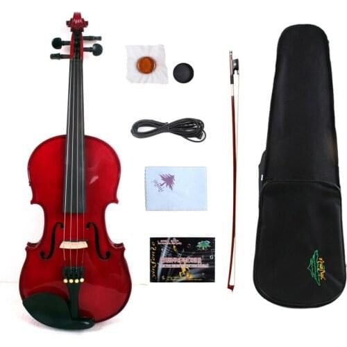 Yinfente Red 4/4 Electric Acoustic Violin Spruce+Maple Free Case Bow #EV1