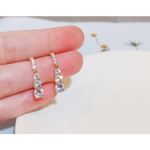 2020 Fashion Elegant Crystal Drop Earrings Korean Style Simple Geometric Cubic Zircon Earrings For Women Wedding Jewelry Gifts