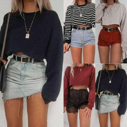 Spring Autumn Women Campus Casual Sweatshirts Long Sleeve Hoody Jumper Cropped Top Hoodie Pullovers Sweatshirt