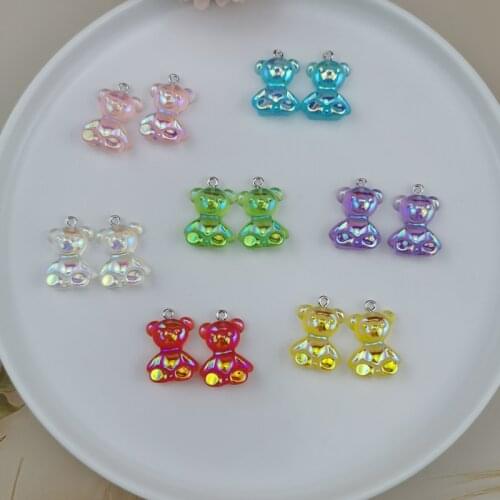 20Pcs Brightly Animal Bear Resin Charms Patch For Jewelry Findings Handmade Pendant Earrings Keychain Diy Phone Case F655