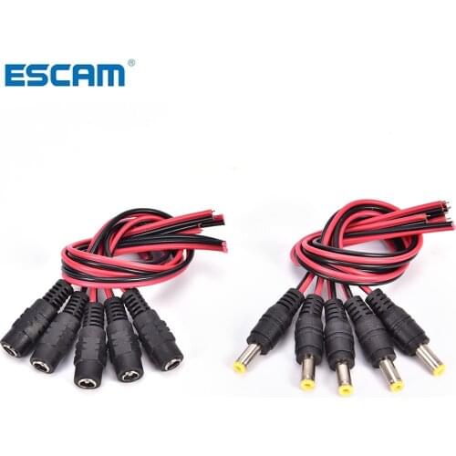 5Pcs/lot 5.5x2.1mm 12V Female/ Male DC Power Socket Jack Plug Connector Cable Drop Ship