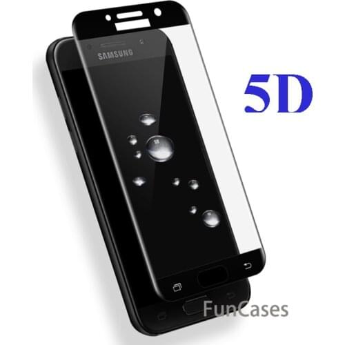 5D Full Cover Protective Glass For Samsung Galaxy A5 2017 A3 A7 A750 A7 2018 J6 J4 A6 A8 J8 Screen Protector Film Tempered Glass