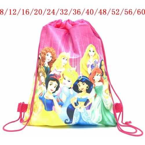 8Pcs/60Pcs Disney Princess Belle Cartoon Childrens Purse Coin girl boy gift bags for Storage Snow White Clutch pendant
