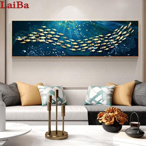 Diamond Painting Abstract Modern Decor golden fish and moon Diamond Embroidery Mosaic Diamond Picture Of Rhinestones Home Decor