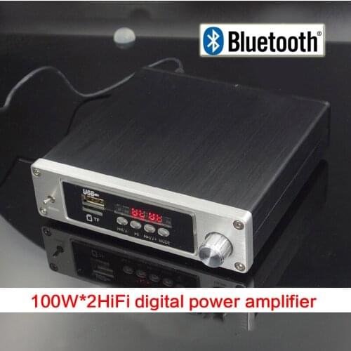 100W*2 DC12-25V Fever Digital Power Amplifier DP2 HiFi Bluetooth Lossless Player Power Amplifier RCA Terminal 130*35*166MM