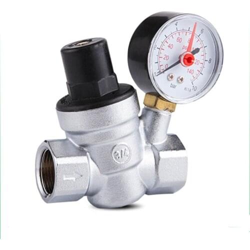 DN15 DN20 Brass Adjustable Water Pressure Regulator Pressure Reducing Maintaining Valve With Gauge Flow Adjustable