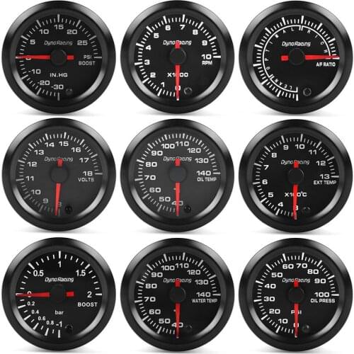 Dynoracing 2" 52mm 7 Colors boost gauge bar psi EGT EXT water temp oil temp oil press Air fuel ratio gauge voltmeter tachometer