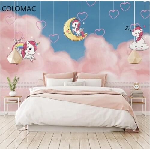 Colomac Custom European KOL Pink Kids Room Background Wallpaper Hot Air Balloon Mural Interior for Home Decor Drop Shopping