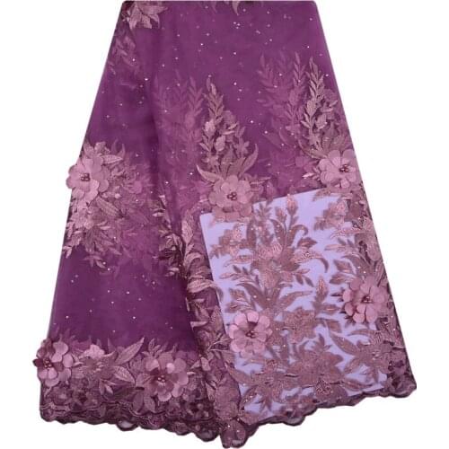 Bridal French Lace Fabric Beaded African Tulle Lace Fabric With Beads 5 Yards Per Lot Net Lace Fabric For Dress F1240