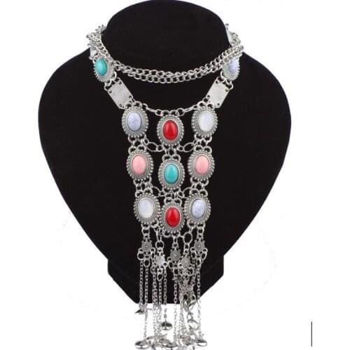 Hyperbole of Antique Pine stone necklace with large Color Long Necklace ornaments