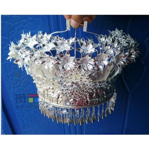 Miao silver Headdress Minority dance Miao hat Hmong Women headwear