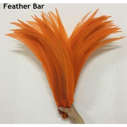 Hot sale 50pcs Orange Dyed Pheasant Silver Feathers Tail 50-55cm 55-60cm lady amherst pheasant tail Feathers for carnival decor