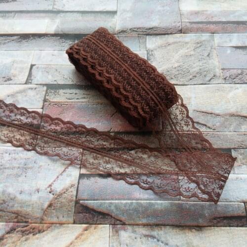 Beautiful Coffee 10 Yards 45mm Width Net Embroidery Lace Bilateral DIY Jewelry, Clothing, Wedding, Sewing accessories