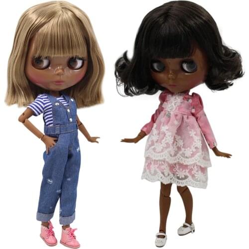 ICY DBS Blyth doll Bob hair super dark skin joint body 1/6 BJD gift toy ob24 anime