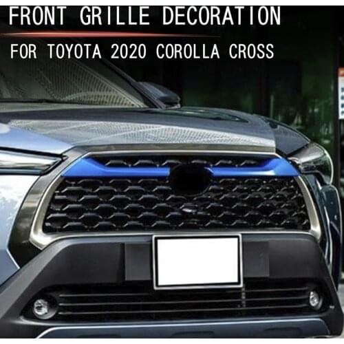 Lapetus Car Front Middle Billet Grille Stripes Cover Trim ABS Accessories Exterior Refit Kit Fit For Toyota Corolla Cross 2020