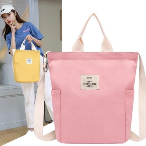 Korean Fashion Trendy Womens Bag Canvas Large-capacity Handbags Summer Solid Color Casual Shopping Bags