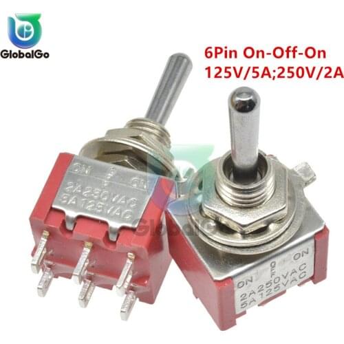 MTS-223 Self-resetting Toggle Switch 6pin On-Off-On 13*11.6MM Silver Contact 6P 125V 5A 250V 2A Power Toggle Switches