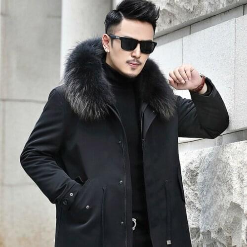 Fur Real Coat Winter Jacket Men Natural Wool Fur Liner Parka Men Raccoon Fur Collar Warm Jackets Chaqueta Hombre L299-26622