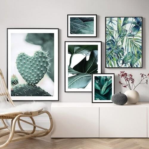 Palm Leaves Wall Art Cactus Canvas Painting Monstera Botanical Posters And Prints Plant Wall Pictures For Living Room Home Decor