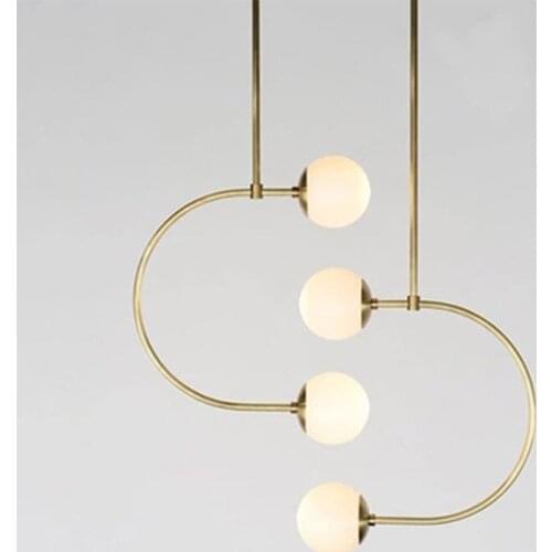 Guest Room Study Glass Ball Molecules Pendant Lamp Post-modern Simple American Magic Beans Long Pipe Pendant Light luminaire