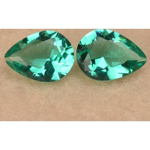 Sale 2x3~13x18mm 5A Light Grass Green Color Synthetic Glass Beads Pear TearDrop Shape Cut Loose Glass Gems Stone For Jewelry DIY