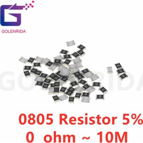 100Pcs 0805 SMD 1/8W 5% chip resistor 0R ~ 10M 0 10R 100R 220R 330R 470R 1K 4.7K 10K 47K 100K 0 10 100 330 470 ohm