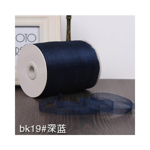Width 1cm Deep blue Chiffon organza satin ribbon for gift packing belt crafts accessories wedding christmas decoration 10meters