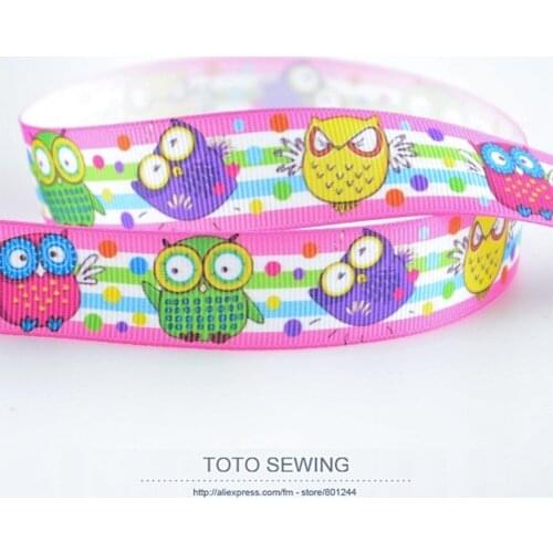 Cute Owl Designs 7/8" 22mm Grosgrain Ribbons Polyester For DIY Package Crafts Decoration Clothing Bag Hairpin Sewing Patchwork