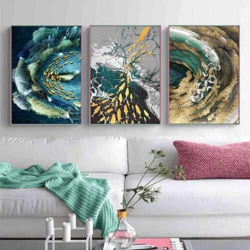 Unframed Modern Abstract Bird Moon Canvas Art Painting Prints Luxury Wall Decorative Posters for Living Room Office Home Decor