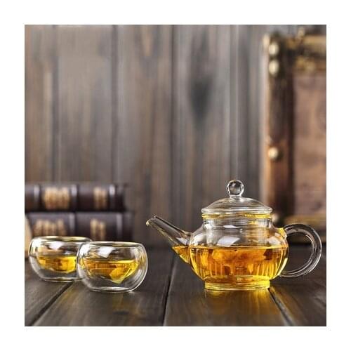 250ml mini beauty glass tea pot sets glass thickened teapot with two small mouth cups