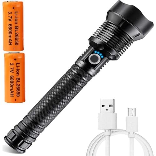 90000 Lumens LED Tactical Flashlight XHP70.2 Ultra Powerful Lamp Waterproof Rechargeable Flash Light 18650 Or 26650 Zoom Camp