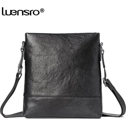 First Layer of Leather Ultra-Thin Mens Bag Casual Small Shoulder Bag Crossbody Bag Mens Genuine Leather Messenger Bag New
