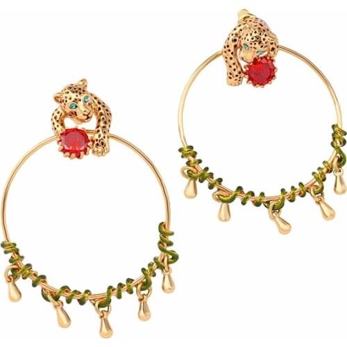 European and American Style New Personality Fashion Trend Little Cheetah Series Jewelry Hot Sale Enamel S925 White Stud Earrings