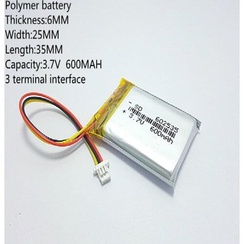 The video recorder 388 Capacity 600MAH model 582535 602535 P polymer thium battery 3 line