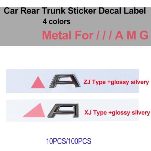 10pcs/100x Car Accessory Rear Trunk Sticker Boot Decal Metal Black/Silvery Letter Emblem for AMG Car Styling