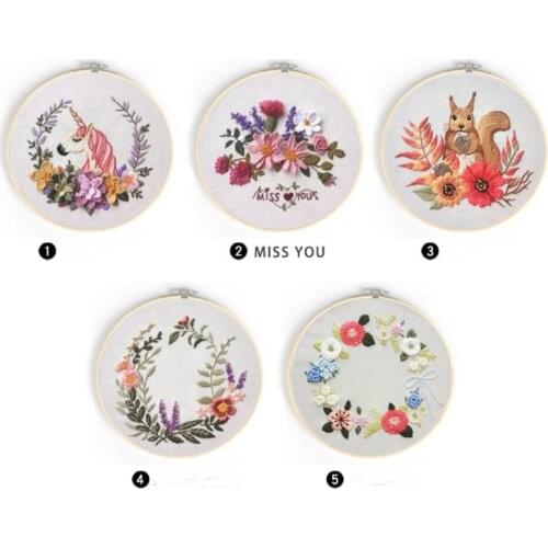 10pcs/lot Kill time Circle Embroidery Kit Needlework Embroidery Cross Stitch kits Embroidery for Beginner DIY Art