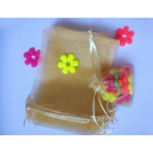 200pcs gold organza gift bags 9x12cm party bags for women event wedding Drawstring bag Jewelry Display Bag Pouch diy accessories