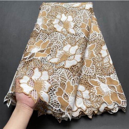 2021Late High Quality African Nigerian Tulle Lace Fabric Embroidery Prom Dress Guipure Organza Wedding Party Cotton 5yard