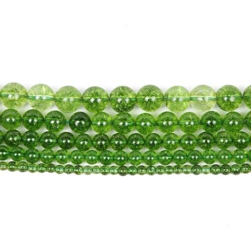 4-12mm Natural Stone Beads Round Smooth Loose Olive Green Stone Beads For Jewelry Making DIY Charm Bracelet Necklace Handmade