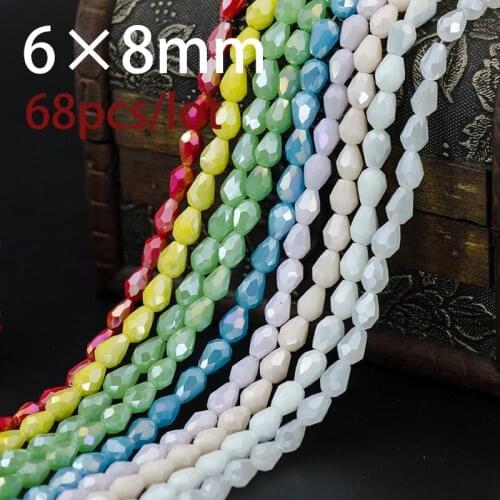 68 pcs Chinese Top A Grade Quality 5500 Faceted 6x8MM Teardrop Crystal Glass Quartz Drop Beads for Jewelry Making