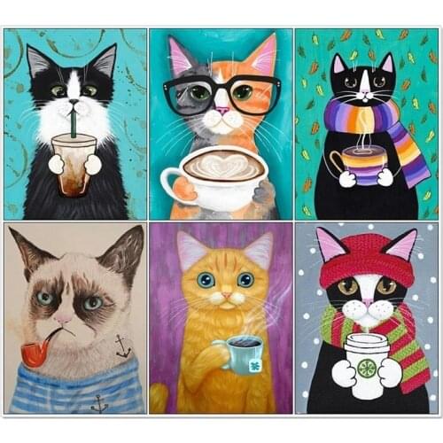 Diamond Embroidery Full Display Cute Cat Diamond Painting Funny Cartoon Animals Picture of Rhinestones Diamond Mosaic Wall Decor
