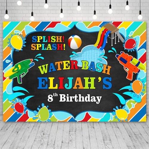 Avezano Happy Birthday Backdrops Splash Water Bash Summer Custom Photography Backgrounds Photo Studio Photozone Photocall Decor