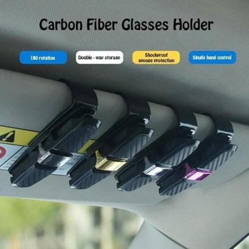 Car Accessories Carbon fiber Sunglasses Clip Car Holder For Car Sun Visor Sunglasses Mount with Ticket Card Clip