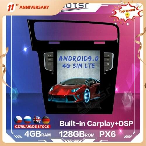 128GB Vertical screen Tesla Style Android Car Multimedia Radio Player For VW Volkswagen Golf 7 2010+ GPS Navigation DSP Carplay