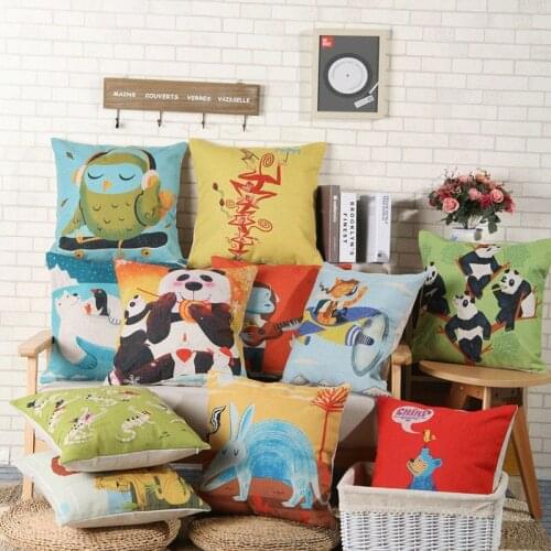Free Shipping Custom 40/45/50/55/60cm Polyester/Cotton ImItated Linen Digital Print Cushion Cover HT-CPILPC-ANIMAL