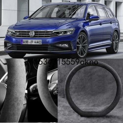 For Volkswagen Passat Black Alcantara Suede Car Steering Wheel Cover Car Accessories