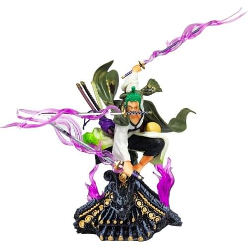 One Piece Action Figure Anime Figure GK Roof Kimono Roronoa Zoro Three-Knife Fighting Skill Anime Model Decorations PVC Toy Gift