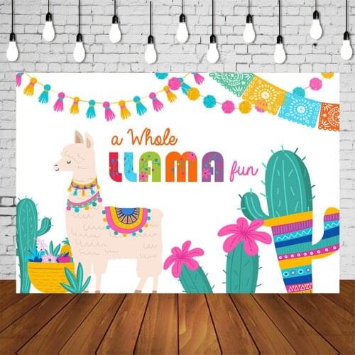 Baby Kids Birthday Party Backdrops First Birthday Llama Fun Banner Fiesta Bunting Studio Photo Background Celebrating Decoration