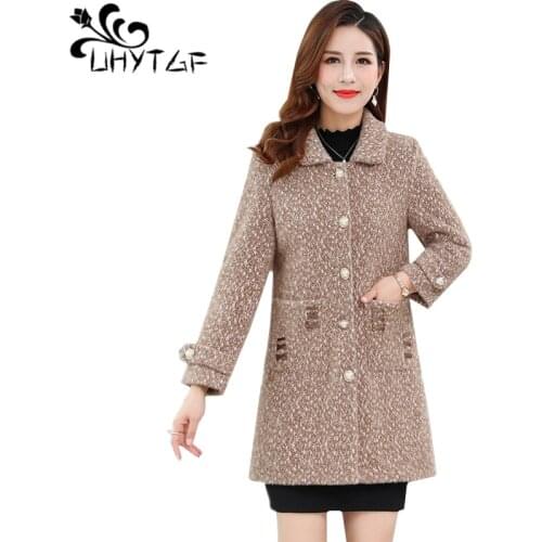 UHYTGF Quality Mink Fleece Winter Woolen Jacket Women Fashion Mother Thick Warm Outerwear Casual 5XL Plus Size Coat Female 1333