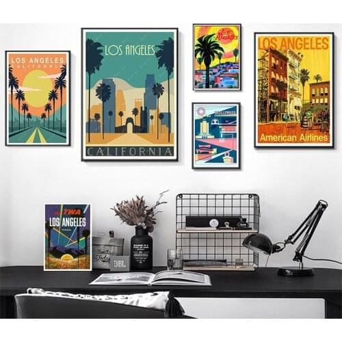 California Los Angeles America Summer Holiday Travel Canvas Painting Vintage Posters Wall Stickers Home Decor